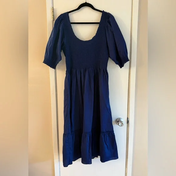 Hill House The Nesli Nap Dress Navy Cotton Lawn - Picture 3 of 6